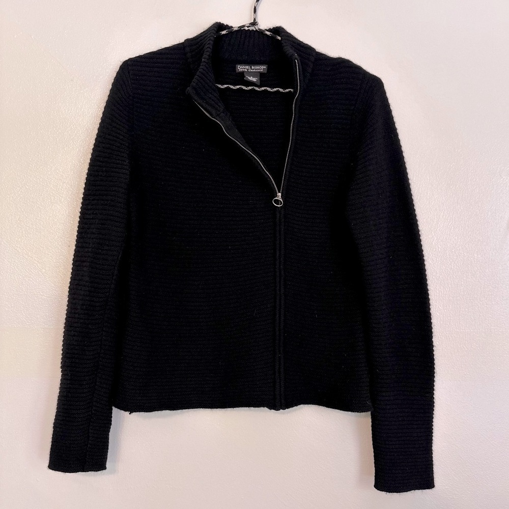 Daniel Bishop Cashmere Ribbed Asymmetric Zip Sweater size Small